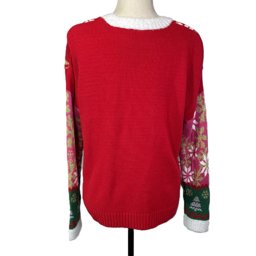 Holiday Time Festive Ugly Christmas Sweater Crew Neck Long Sleeves Size L - Picture 4 of 15